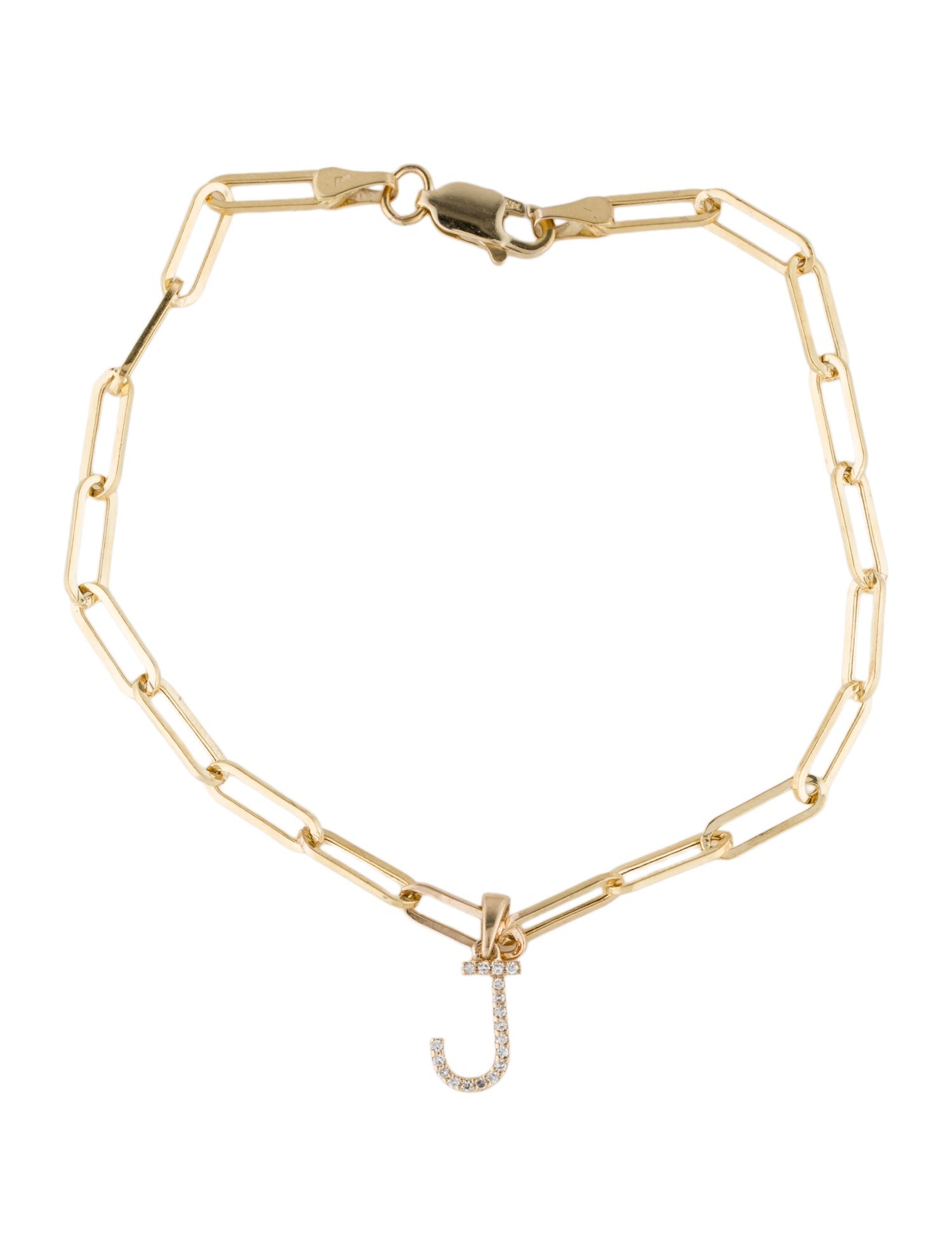 Bracelet 14K Diamond 'J' Charm