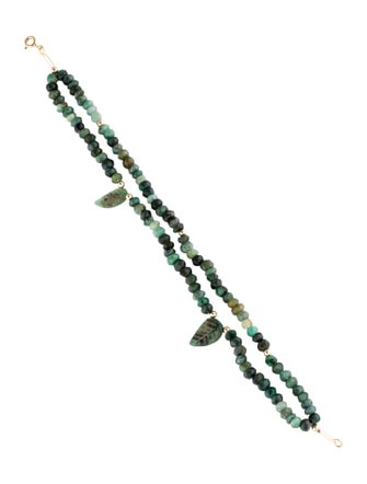 Bracelet 14K Emerald Leaf Multi Strand Bead Bracelet