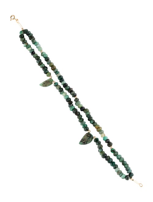 Bracelet 14K Emerald Leaf Multi Strand Bead Bracelet