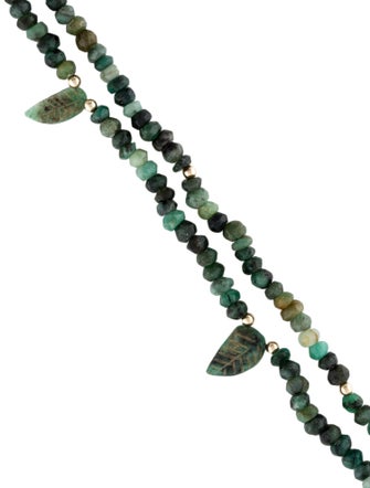 Bracelet 14K Emerald Leaf Multi Strand Bead Bracelet