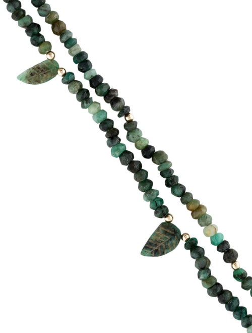 Bracelet 14K Emerald Leaf Multi Strand Bead Bracelet