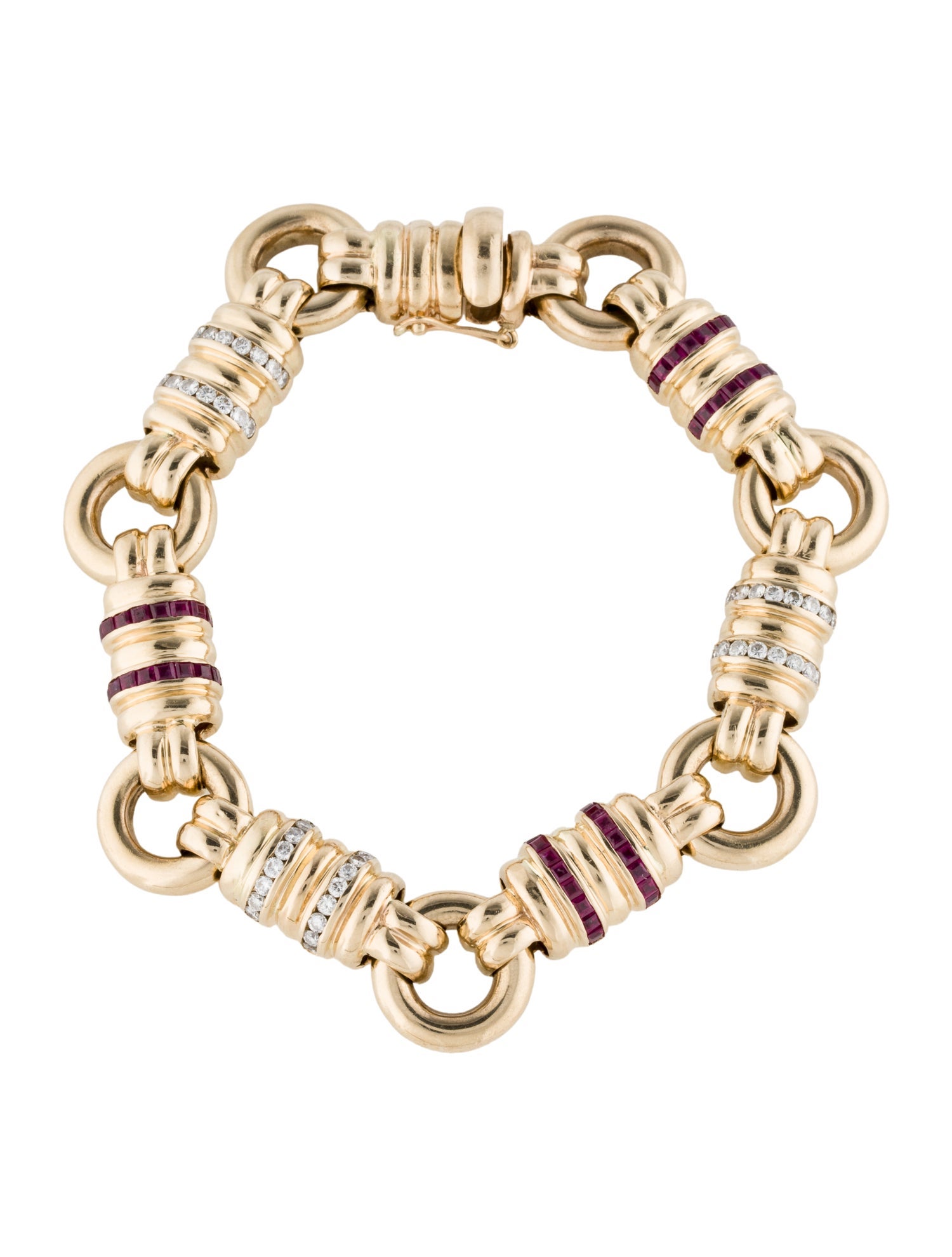Bracelet 14K Ruby & Diamond Link