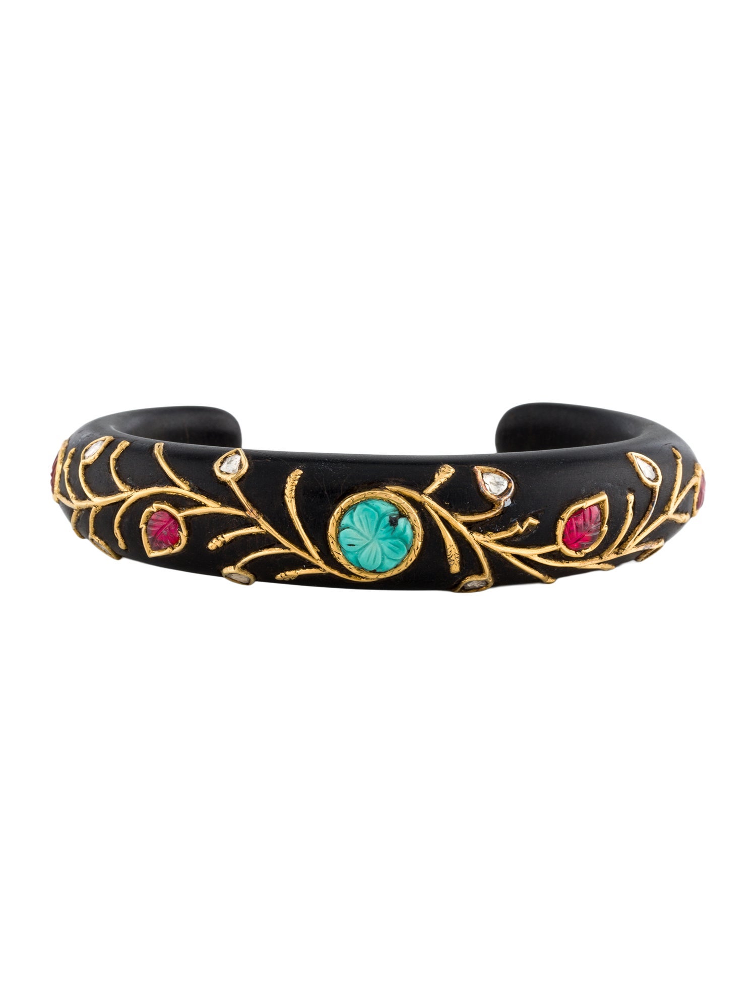 Bracelet Amrita Singh 22K Diamond, Turquoise & Ruby Wood Zaida Cuff