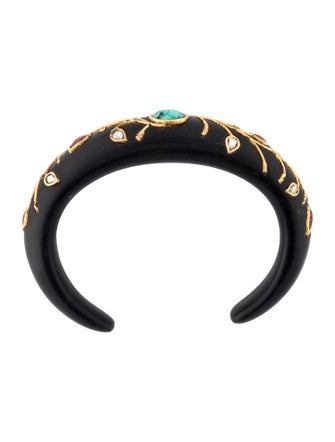 Bracelet Amrita Singh 22K Diamond, Turquoise & Ruby Wood Zaida Cuff