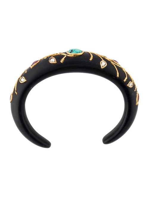 Bracelet Amrita Singh 22K Diamond, Turquoise & Ruby Wood Zaida Cuff