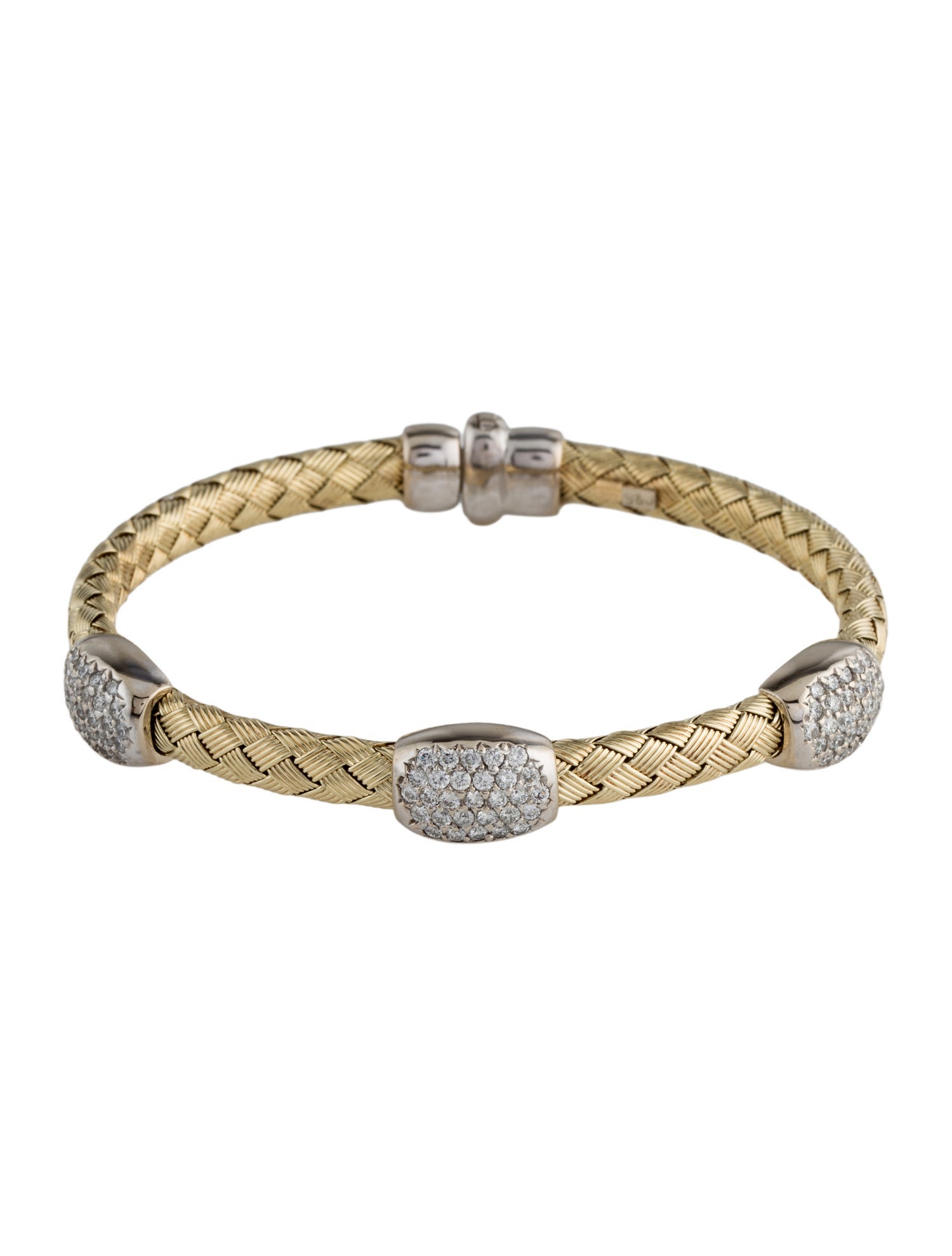 Bracelet 14K Diamond Two-Tone Braided Station Bracelet