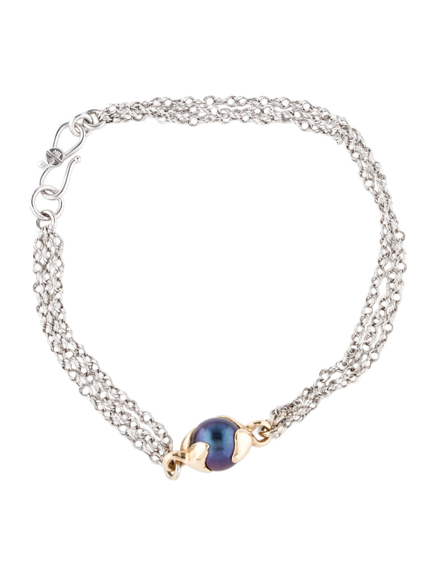 Bracelet 14K Dyed Pearl Multistrand Bracelet