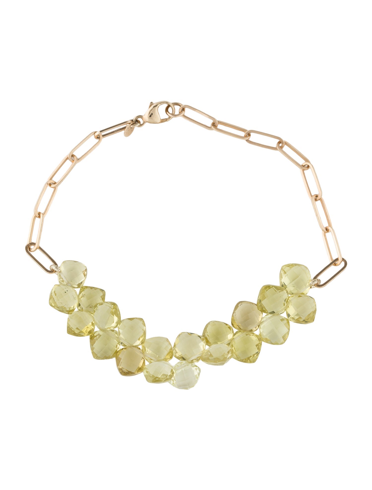 Bracelet 14K Quartz Bead Link Station Bracelet