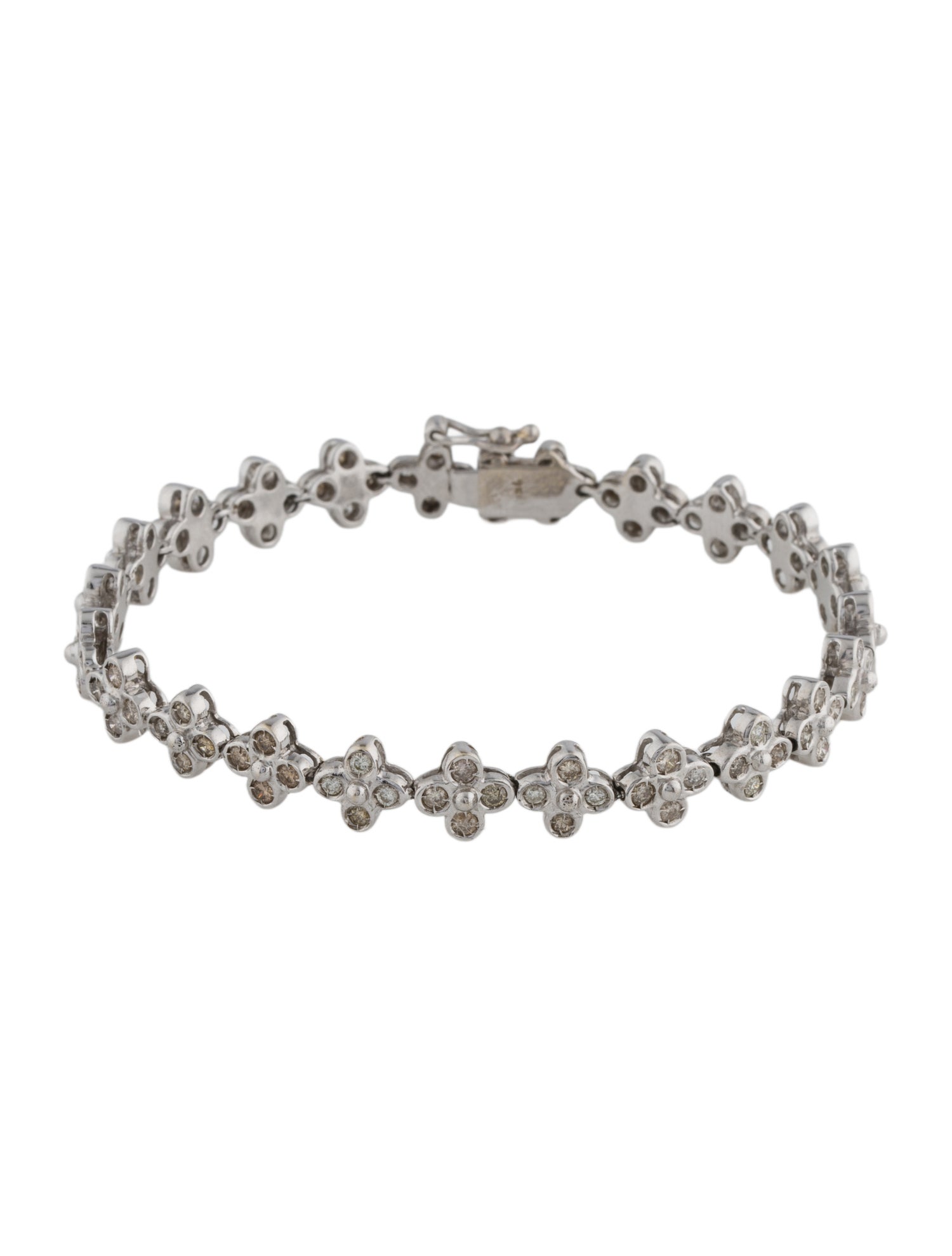 Bracelet 14K 1.42ctw Diamond Clover Link Bracelet