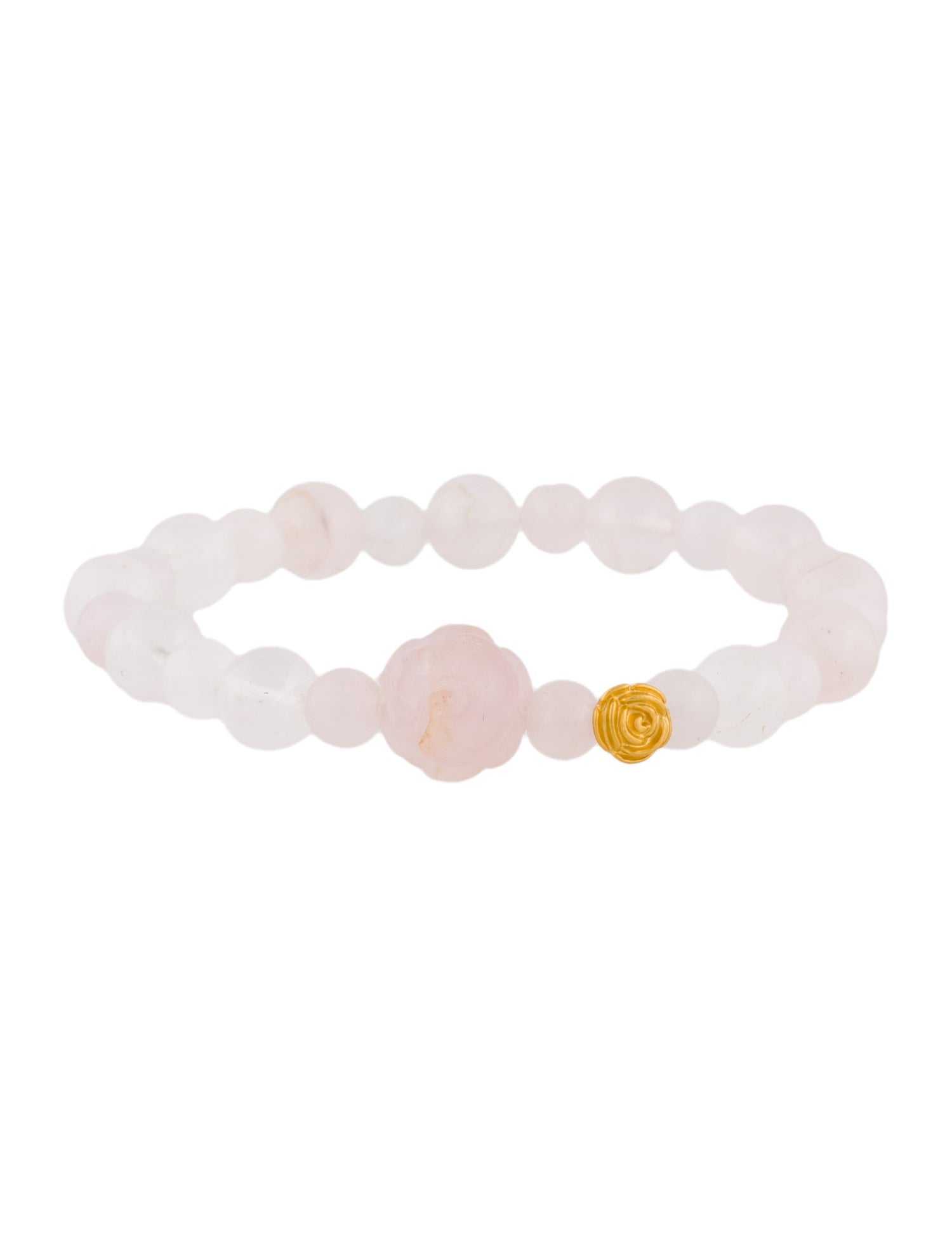 Bracelet 24K Rose Quartz Flower Bead