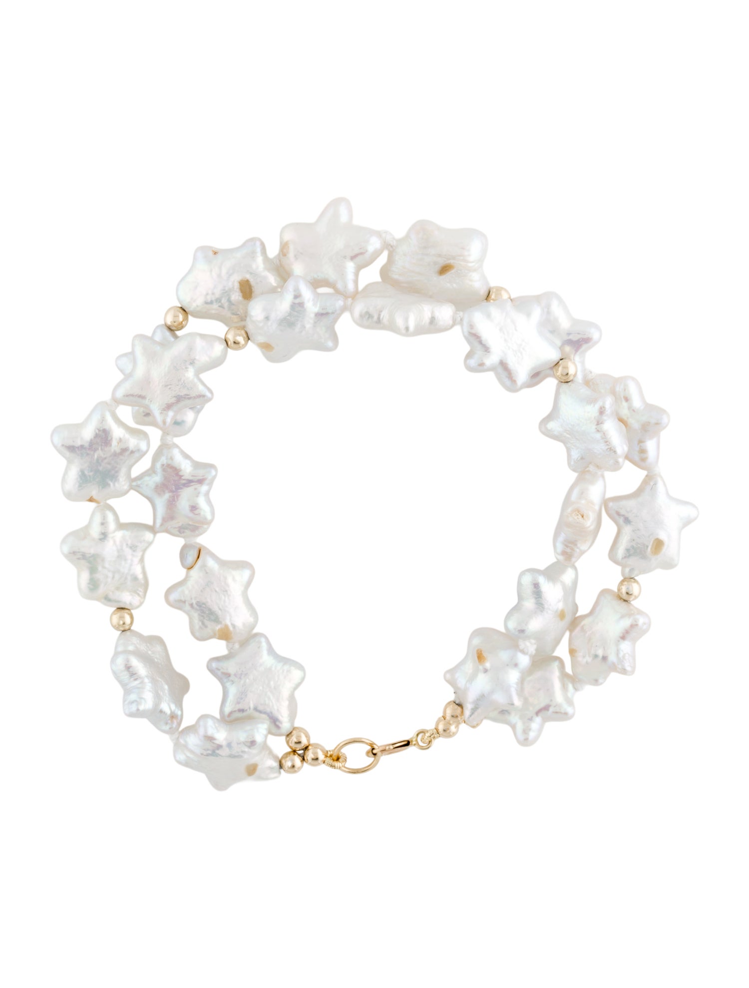 Bracelet 14K Pearl Star Double Strand Bead Bracelet