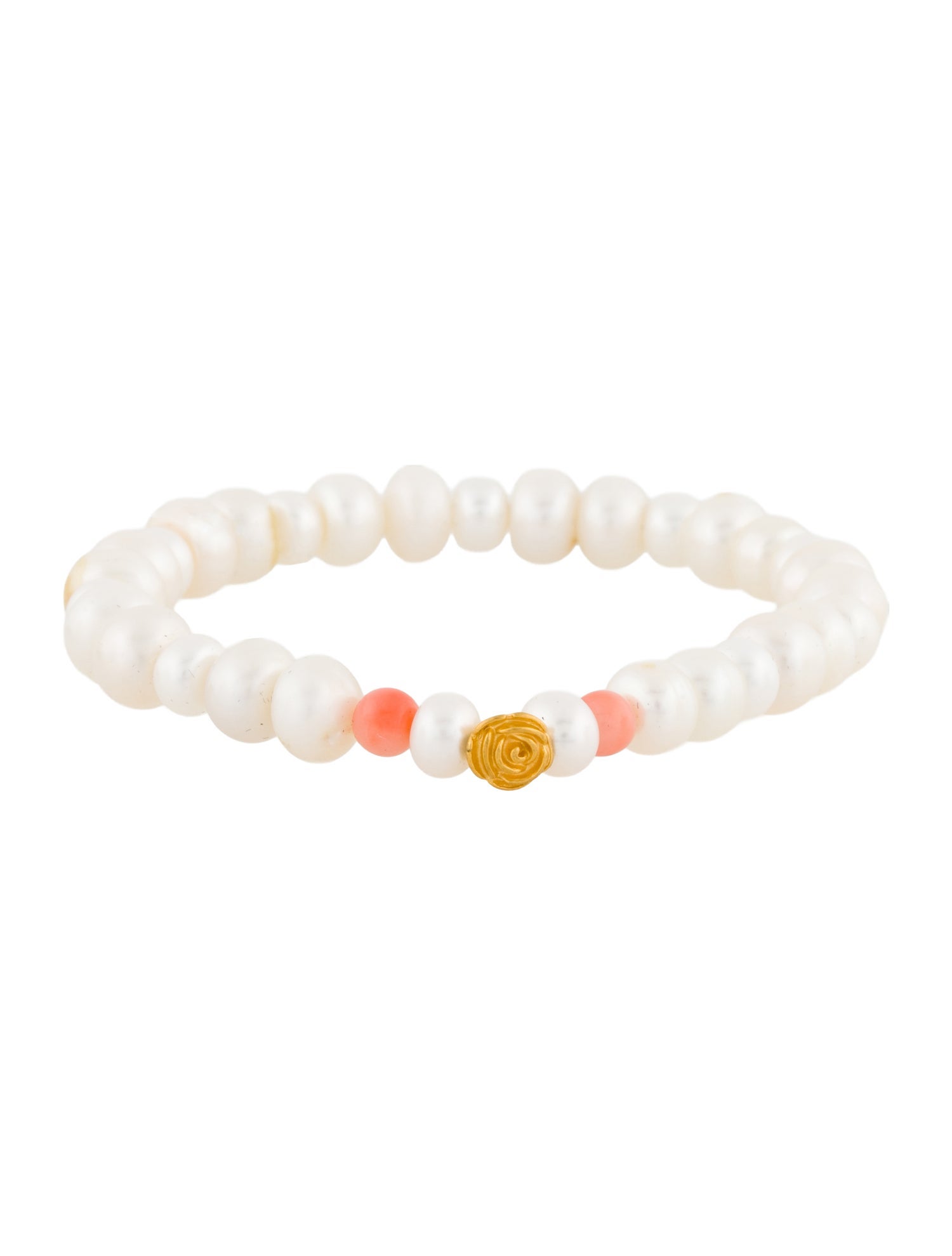 Bracelet 24K Pearl & Coral Bead