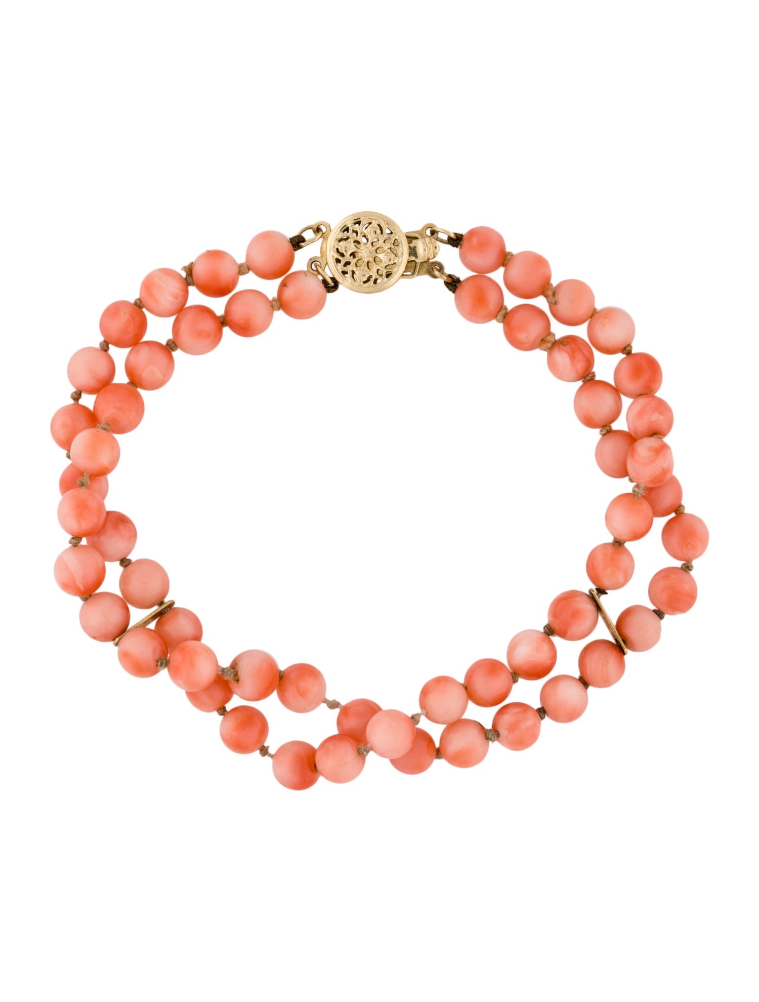 Bracelet 14K Coral Double Strand Bracelet