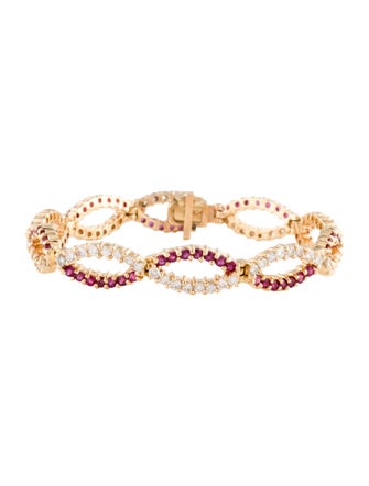 Bracelet 14K Ruby & Diamond Link Bracelet