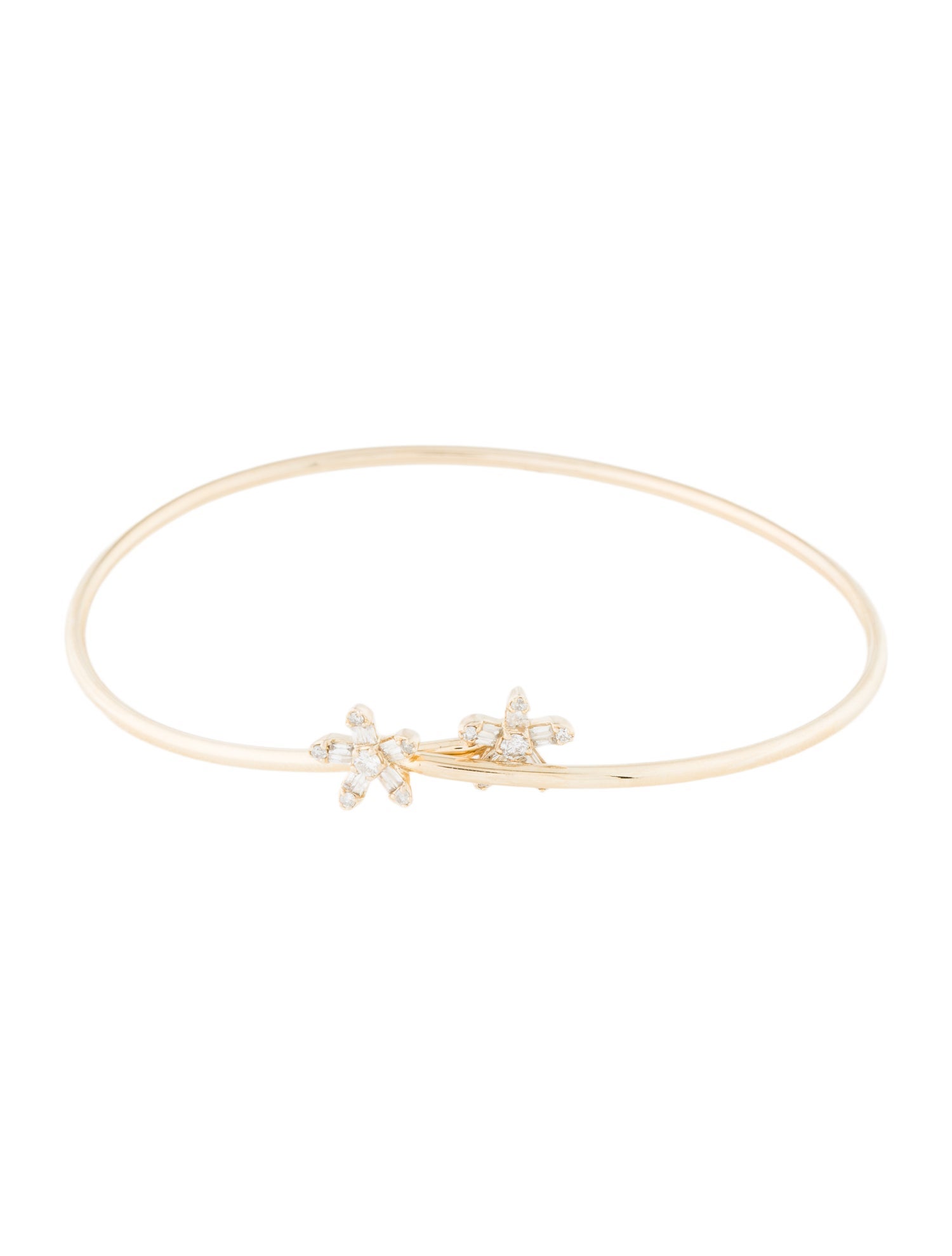 Bracelet 14K Diamond Flower Bypass Bracelet