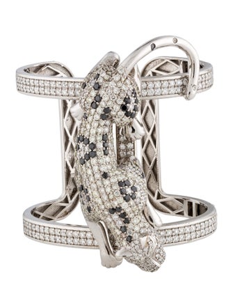 Bracelet 18K 9.03ctw Diamond & Ruby Panther Cuff Bracelet