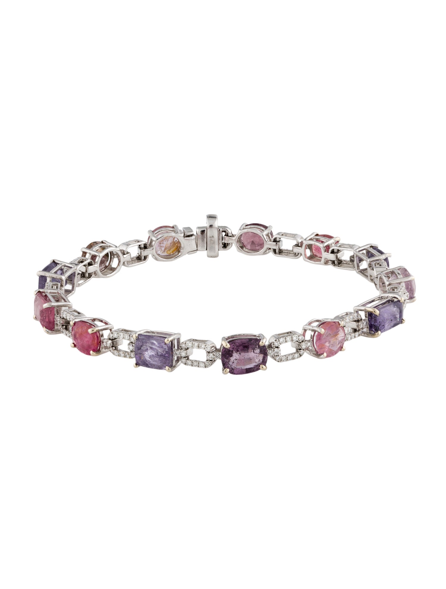 Bracelet 14K Tourmaline, Spinel & Diamond Link Bracelet