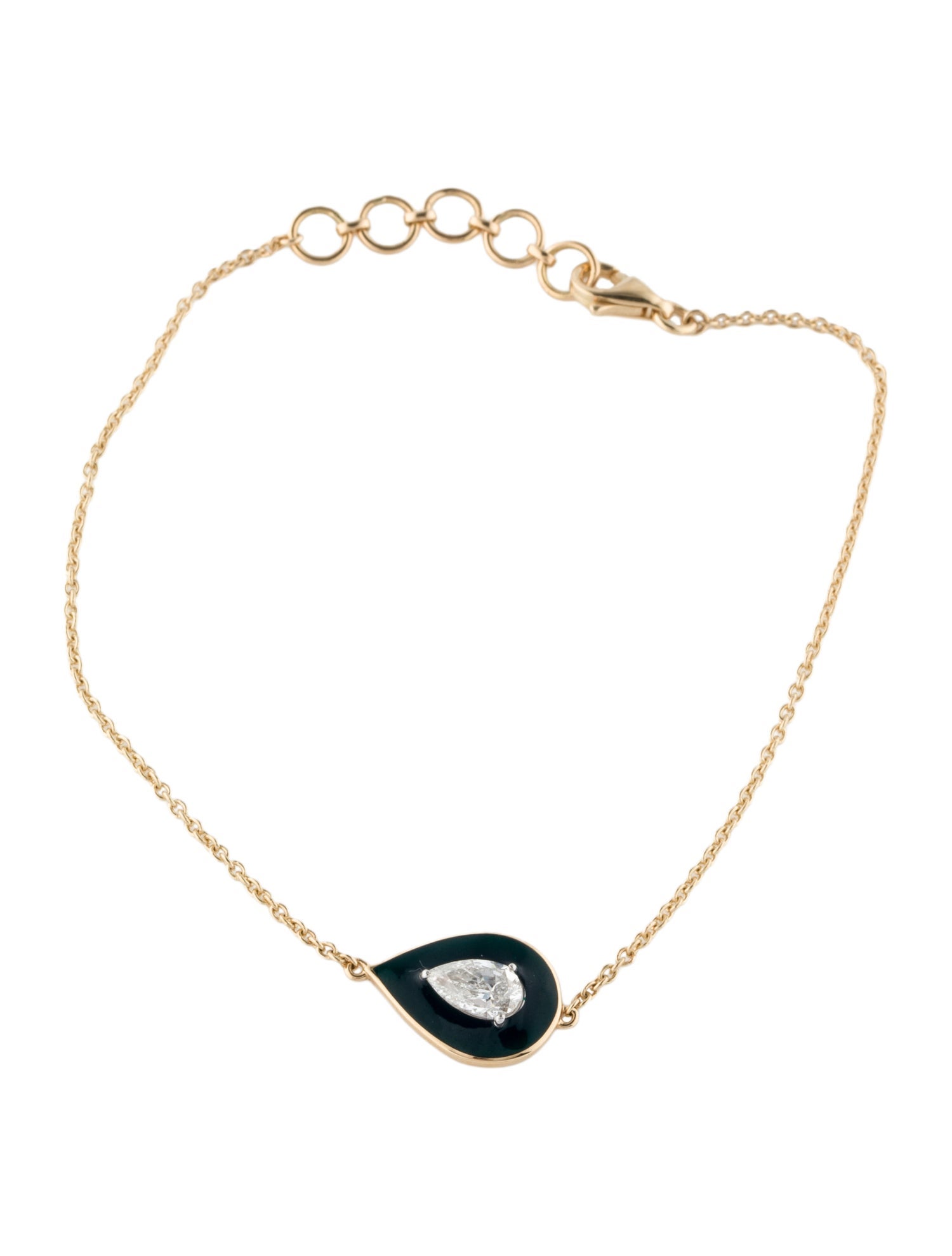 Bracelet 18K Diamond & Enamel Link Bracelet