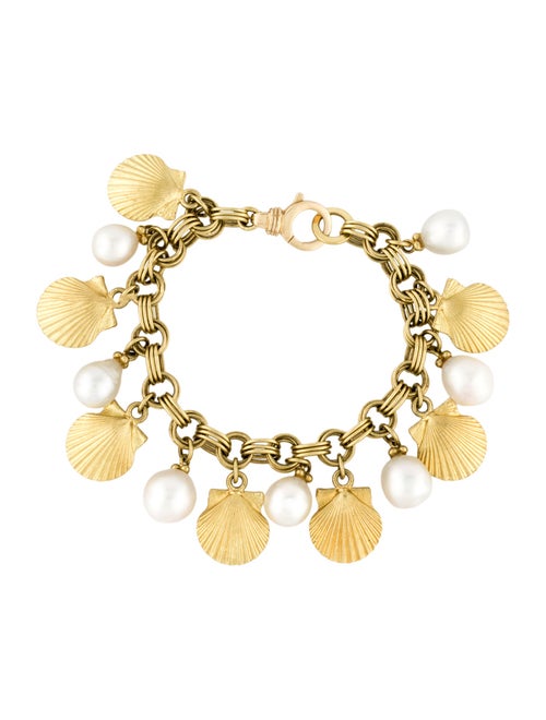 Bracelet 18K Pearl Shell Charm Link Bracelet