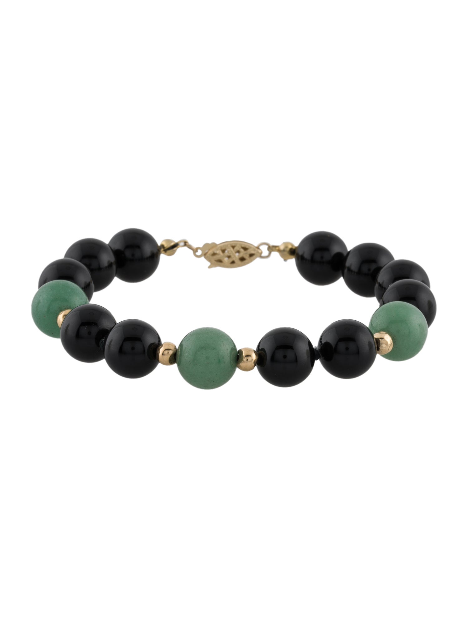 Bracelet 14K Aventurine Quartz & Onyx Bead