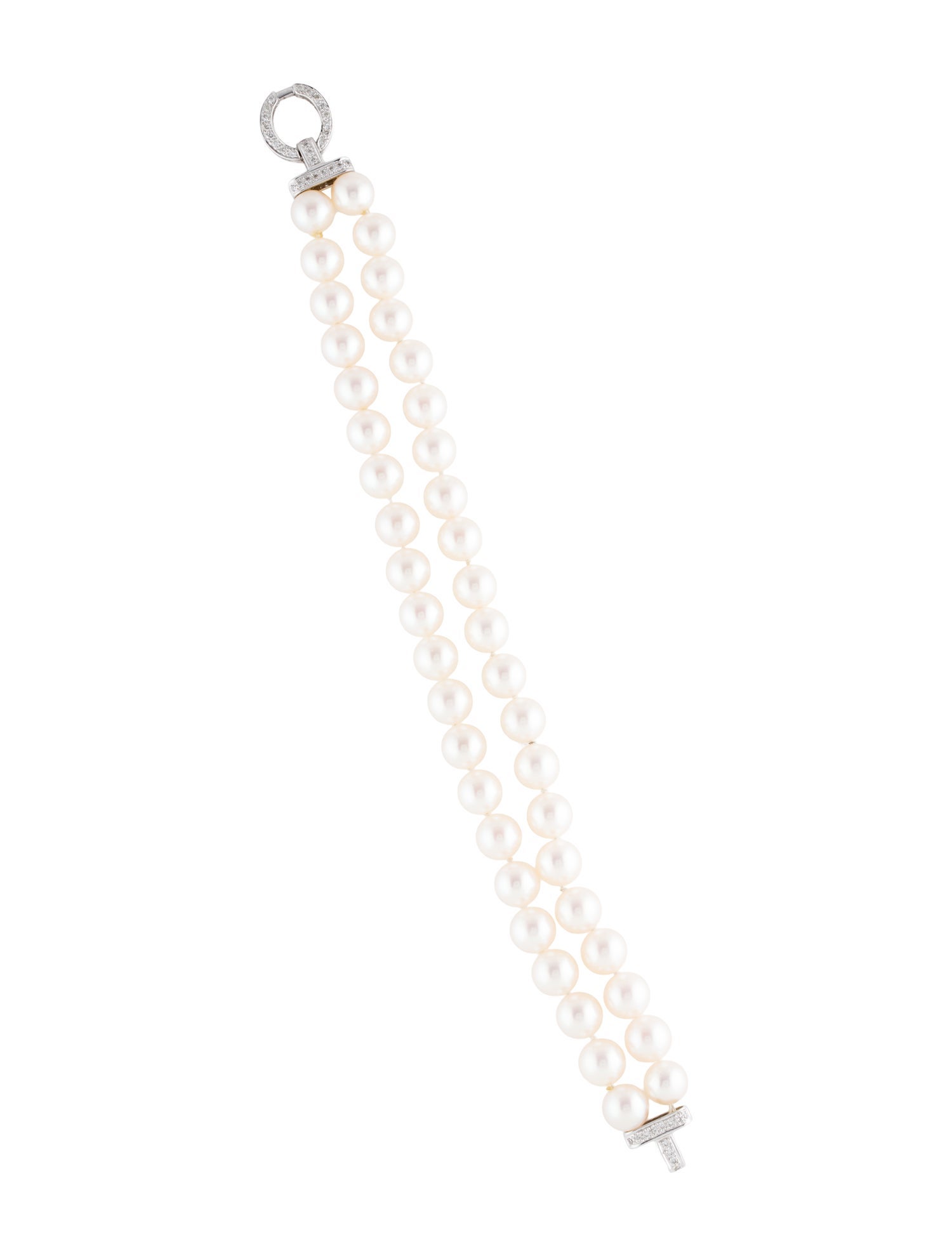 Bracelet 14K Pearl & Diamond Double Strand