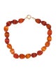 Bracelet 14K Carnelian Carved Leaf Bead Bracelet