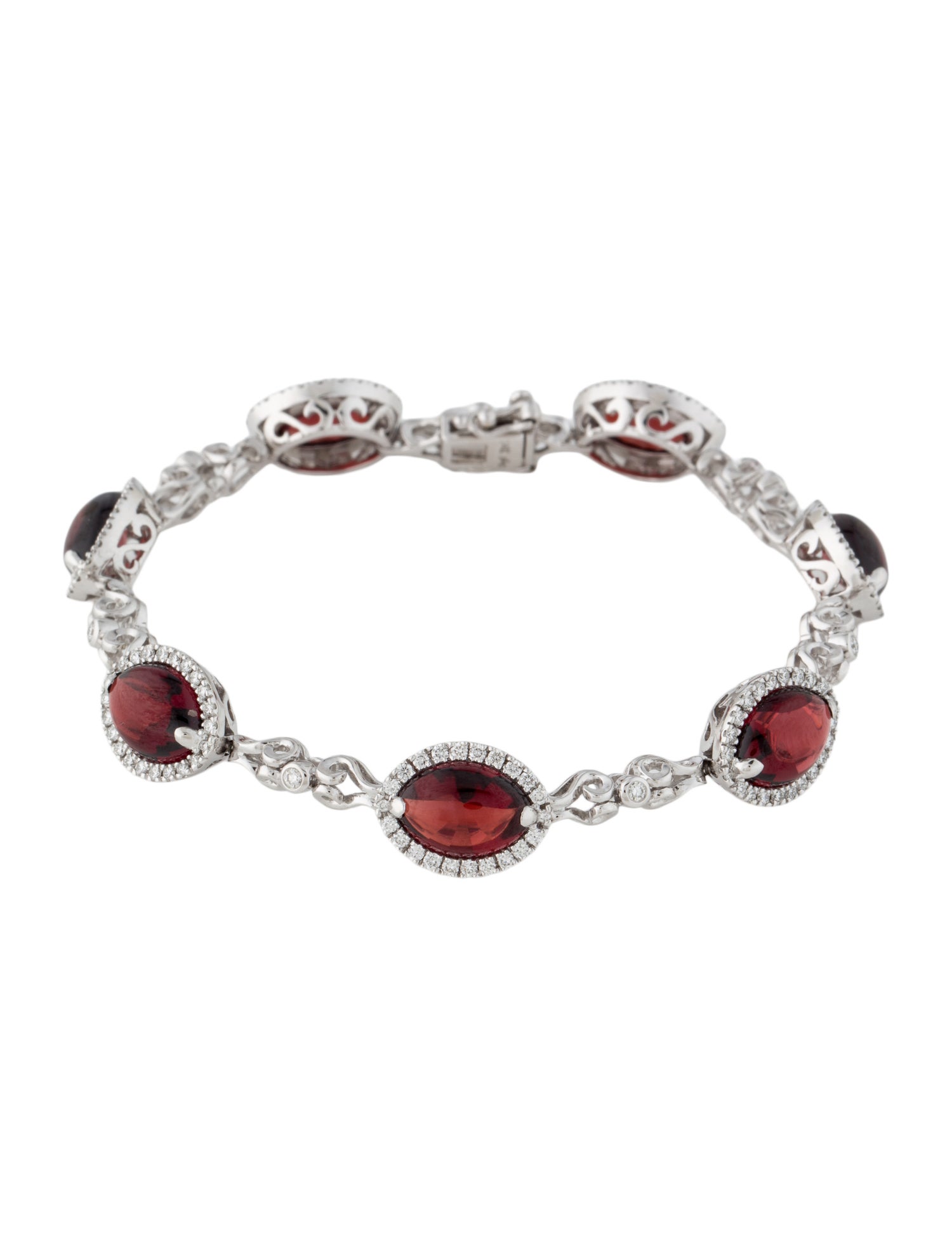Bracelet 14K Garnet & Diamond Tennis Bracelet