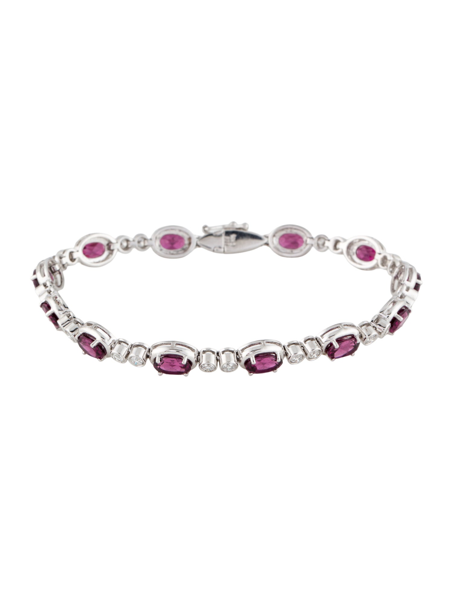 Bracelet 14K Rhodolite & Diamond Station Link Bracelet