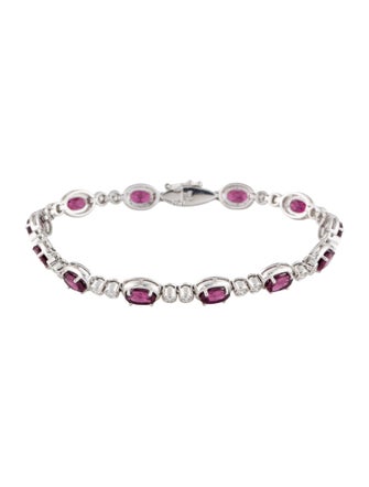 Bracelet 14K Rhodolite & Diamond Station Link Bracelet