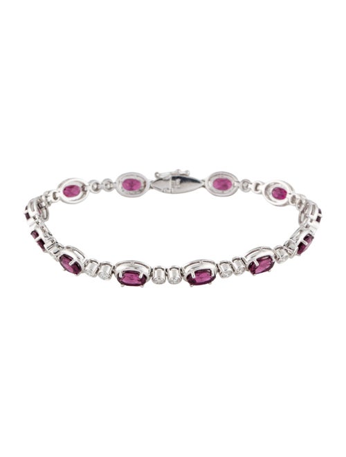 Bracelet 14K Rhodolite & Diamond Station Link Bracelet