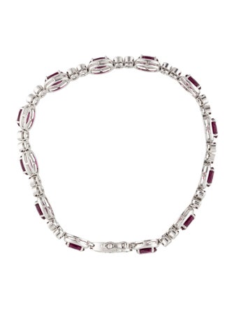 Bracelet 14K Rhodolite & Diamond Station Link Bracelet