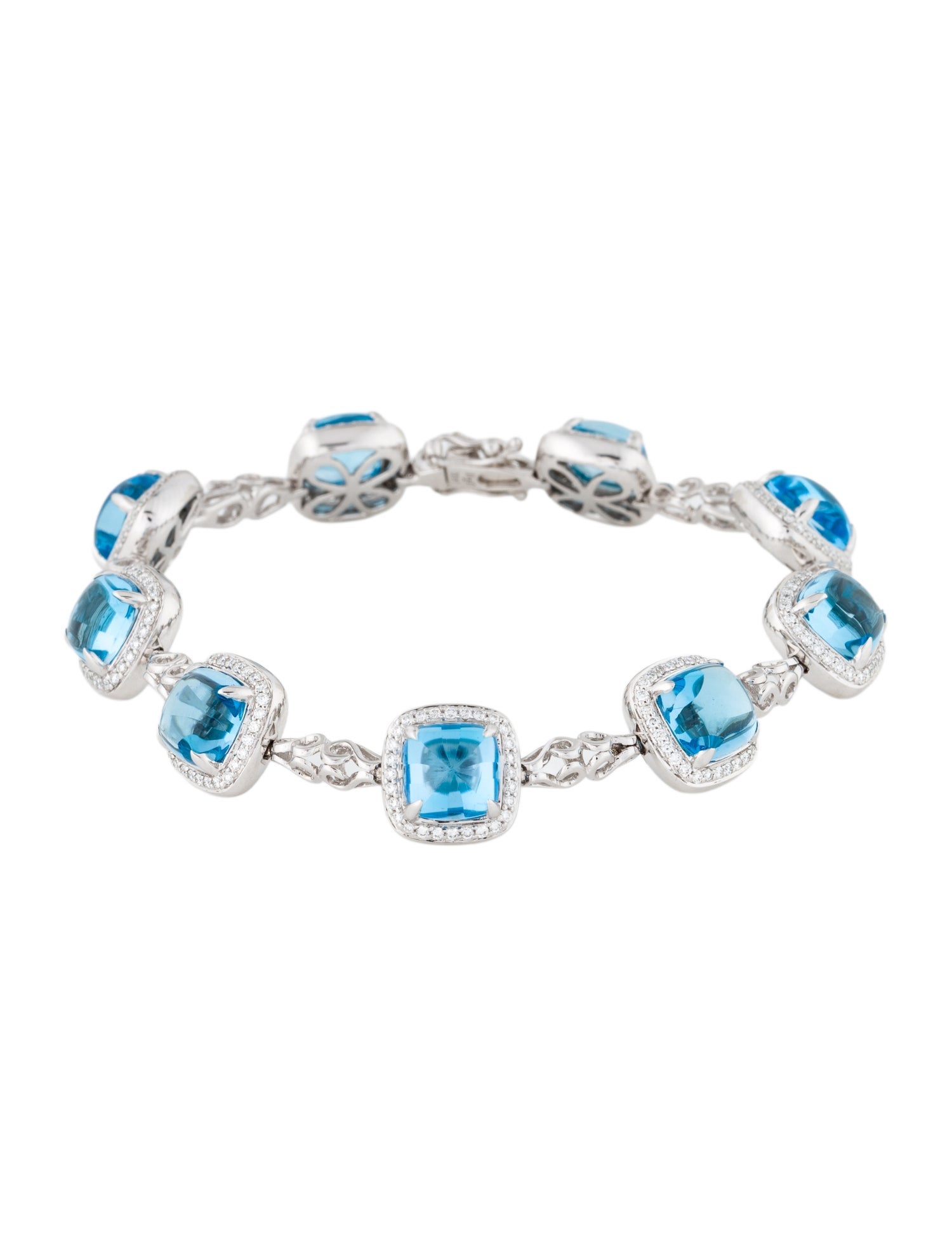 Bracelet 14K Topaz & Diamond Station Bracelet