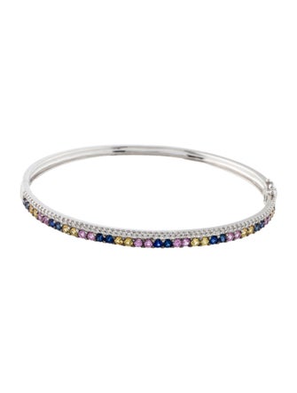 Bracelet 14K Sapphire & Diamond Hinged Bangle Bracelet