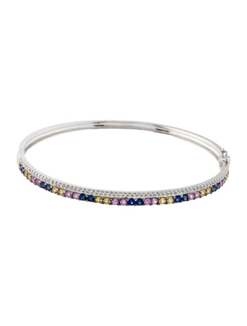 Bracelet 14K Sapphire & Diamond Hinged Bangle Bracelet