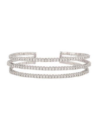 Bracelet 14K 2.16ctw Diamond Three Row Cuff Bracelet