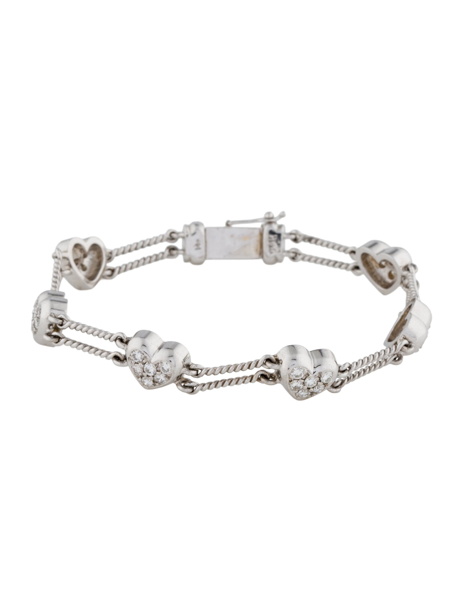 Bracelet 14K 1.08ctw Diamond Heart Station