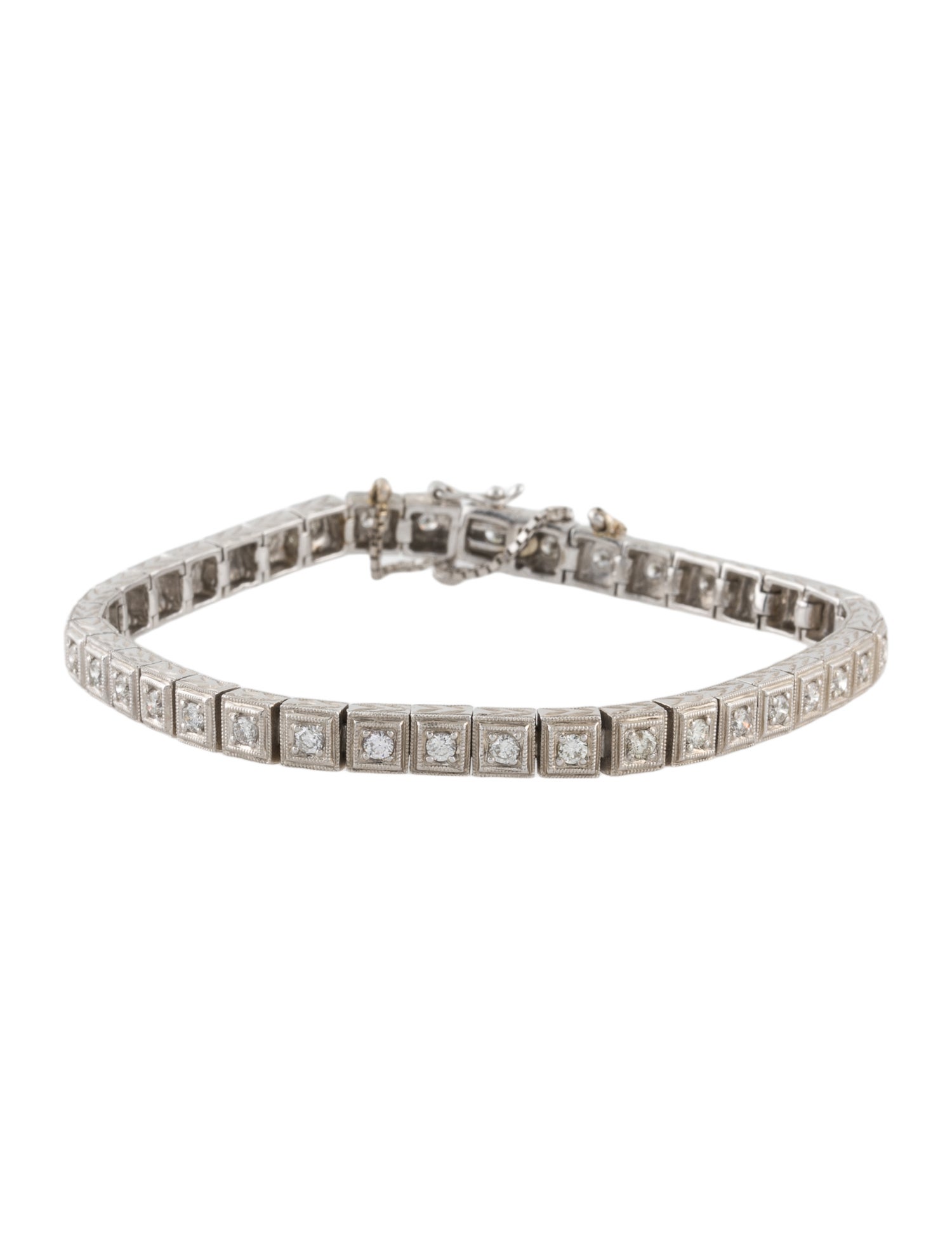 Bracelet Platinum Diamond Square Link Bracelet
