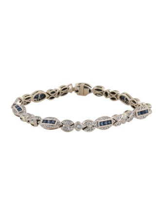 Bracelet 18K Diamond & Sapphire Line Bracelet