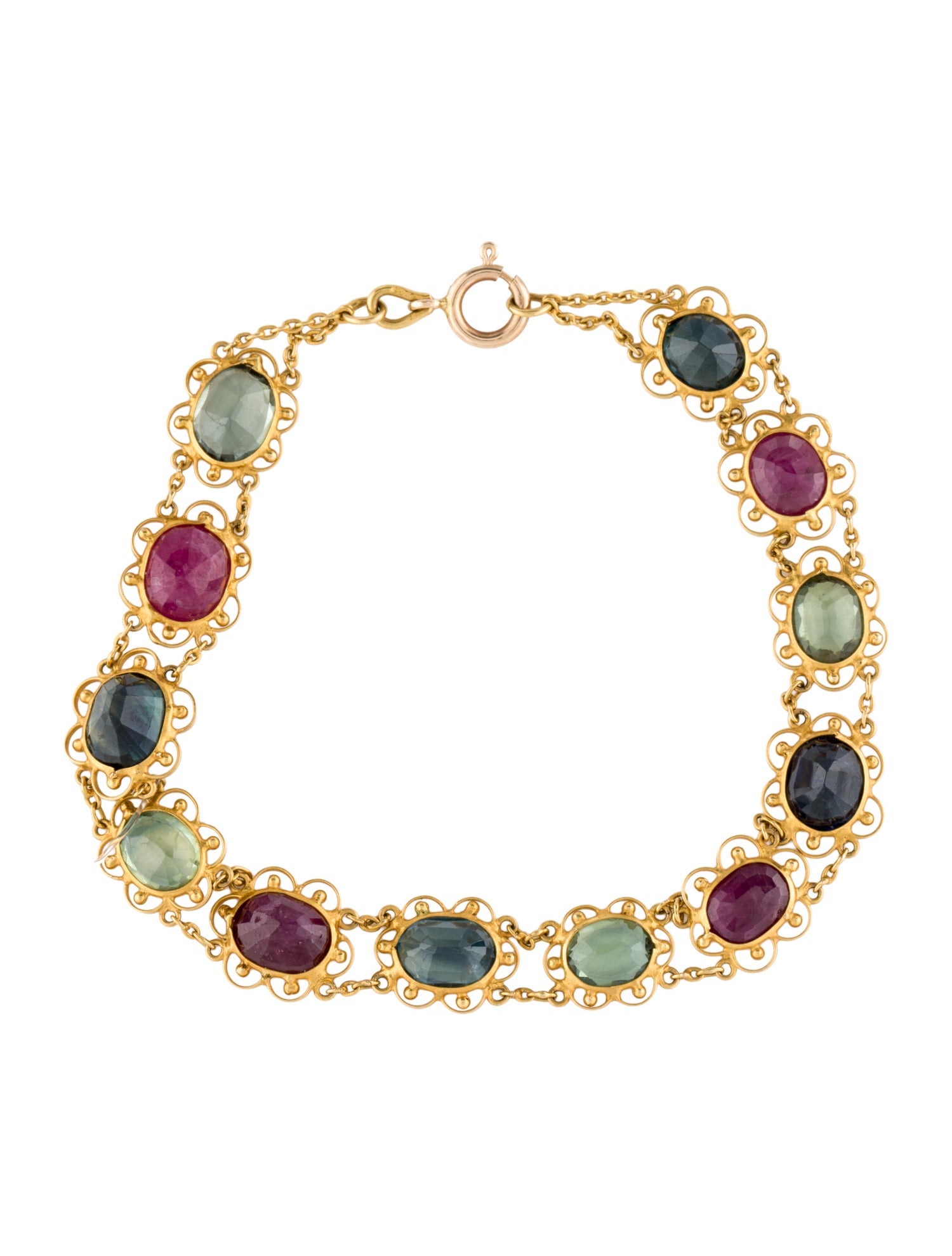 Bracelet 14K 8.18ctw Sapphire & Ruby Station