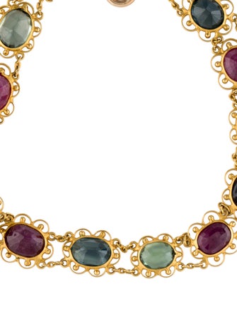 Bracelet 14K 8.18ctw Sapphire & Ruby Station Bracelet