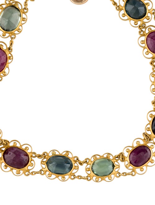 Bracelet 14K 8.18ctw Sapphire & Ruby Station Bracelet