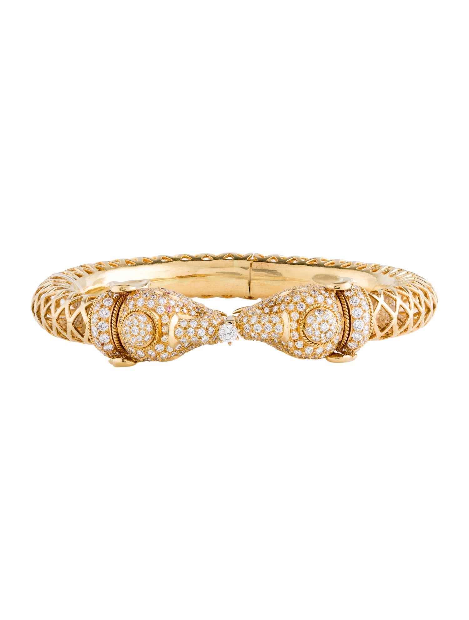 Bracelet 21K 4.82ctw Diamond & Ruby Elephant Bangle