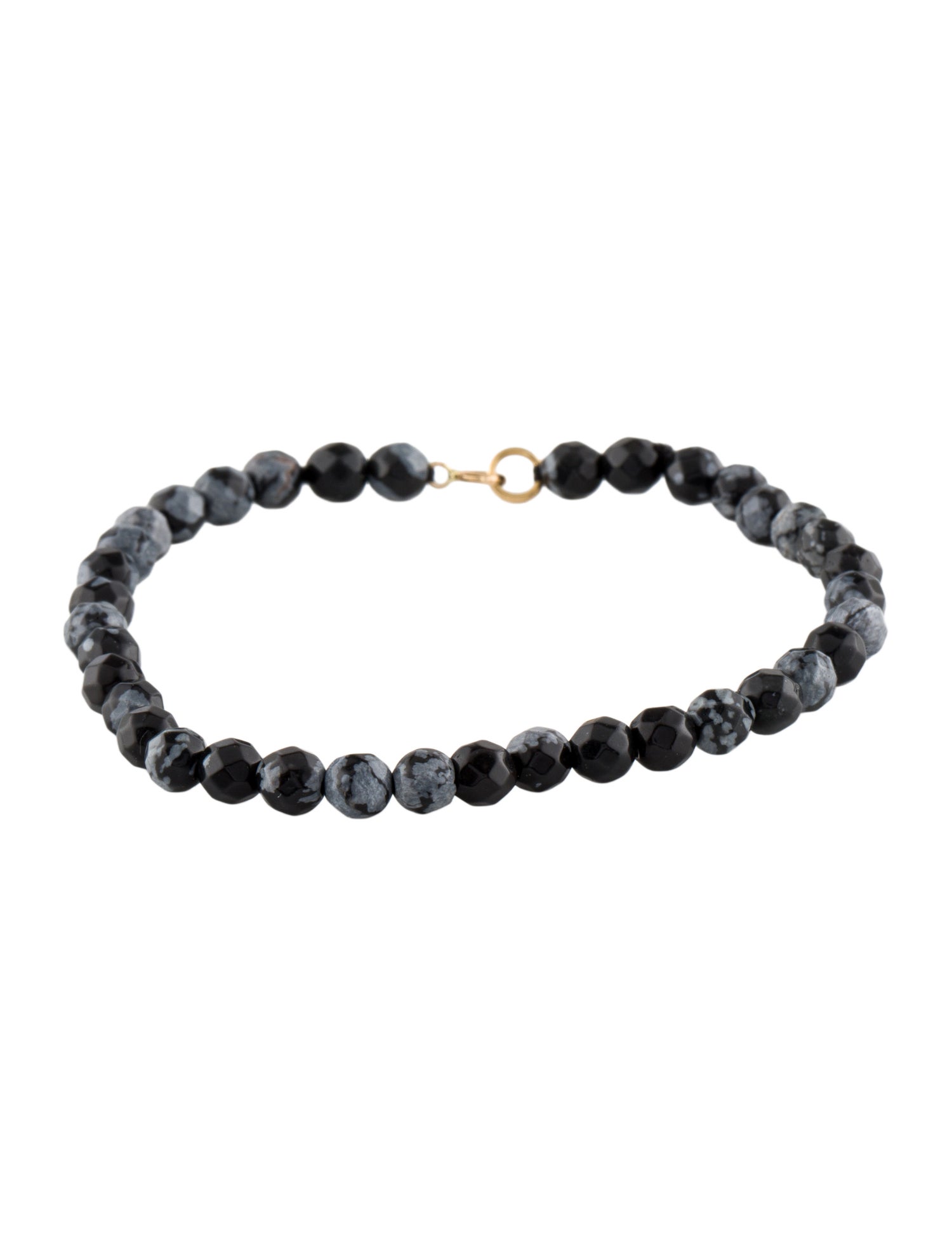 Bracelet 14K Snowflake Obsidian Bead Bracelet