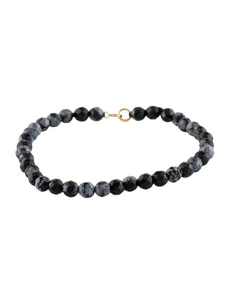 Bracelet 14K Snowflake Obsidian Bead Bracelet