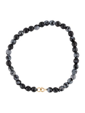 Bracelet 14K Snowflake Obsidian Bead Bracelet