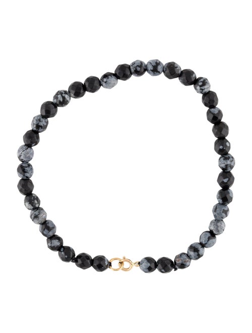 Bracelet 14K Snowflake Obsidian Bead Bracelet