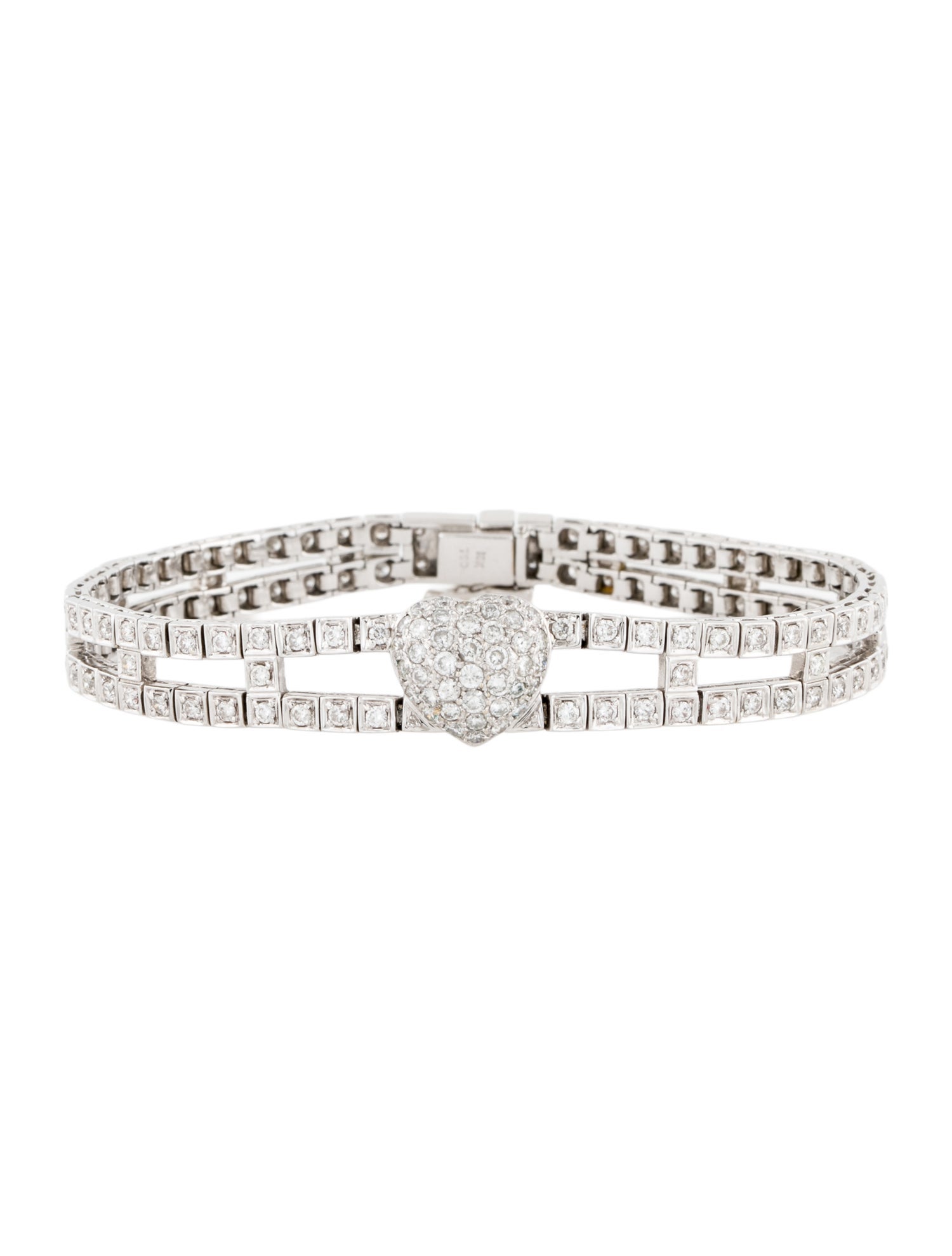 Bracelet 18K 2.91ctw Diamond Heart Pave Bracelet