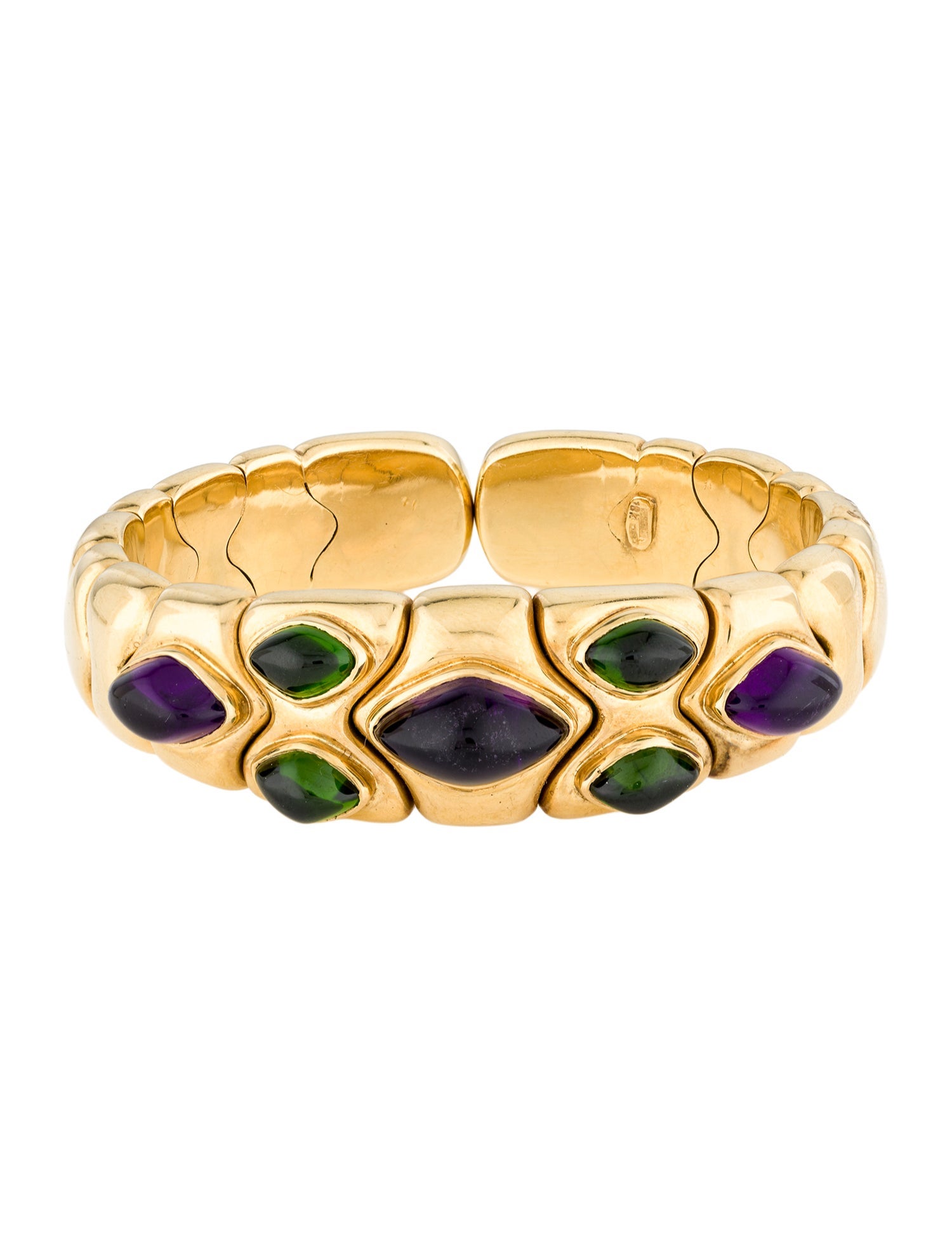 Bracelet 18K Amethyst & Diopside Cuff Bracelet
