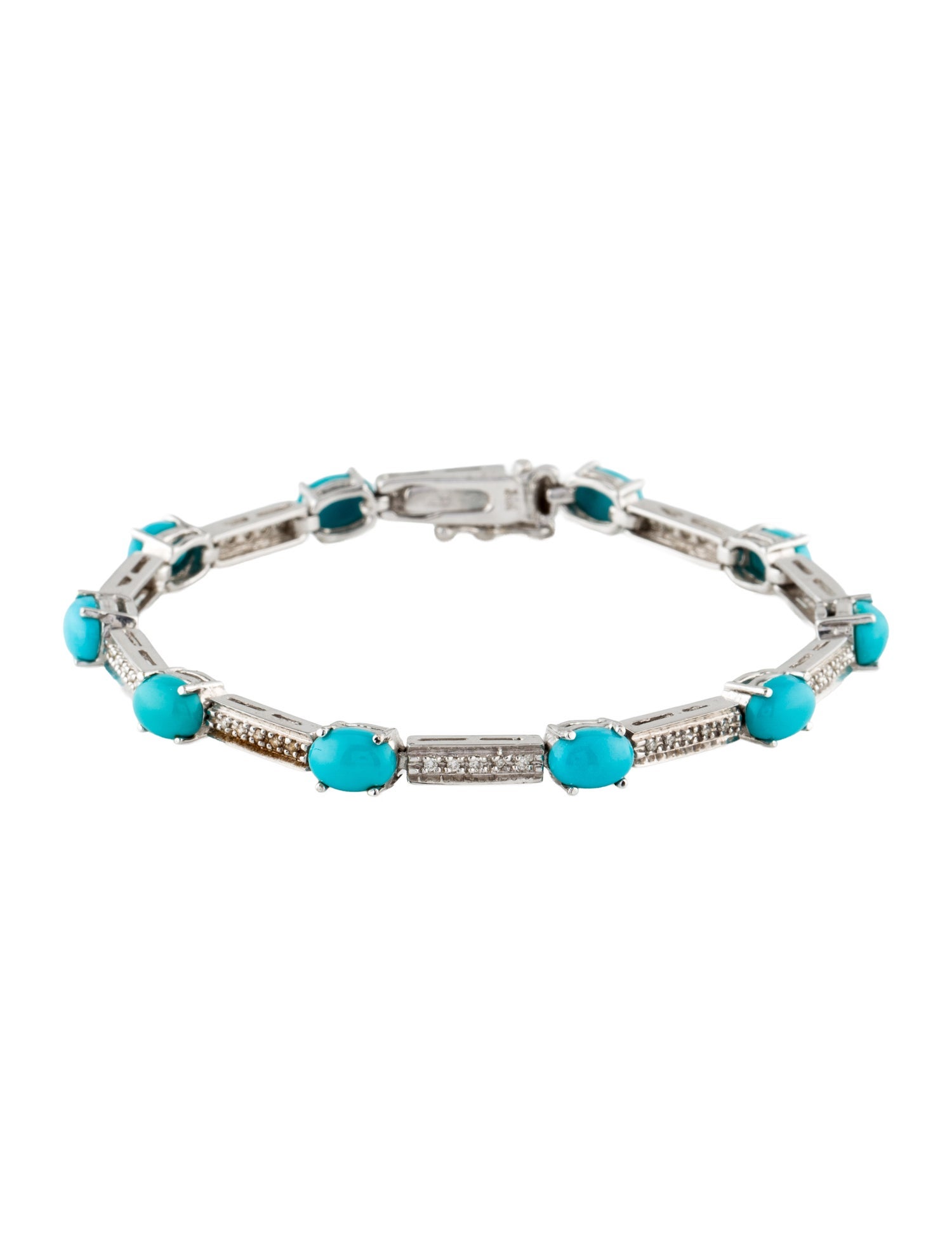 Bracelet 14K 6.30ctw Turquoise & Diamond Tennis