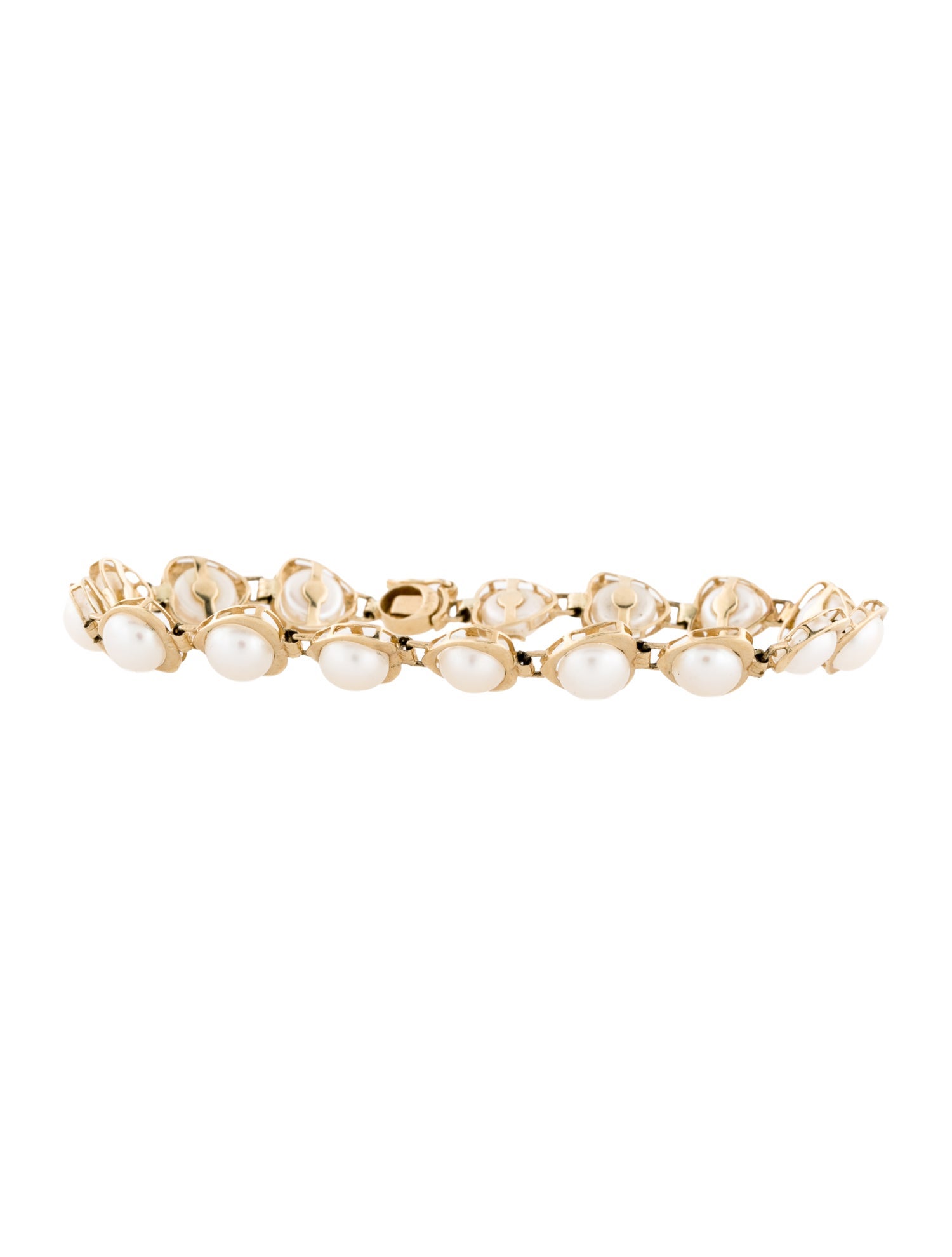 Bracelet 14K Button Pearl Station Bracelet